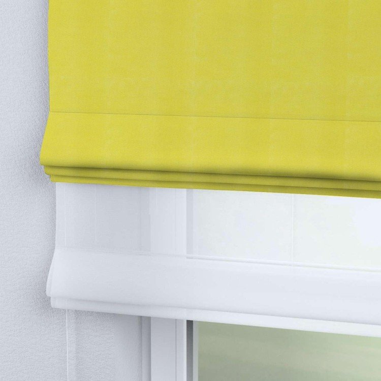Римская штора «Кортин» день-ночь, ткань вельвет светло-желтый