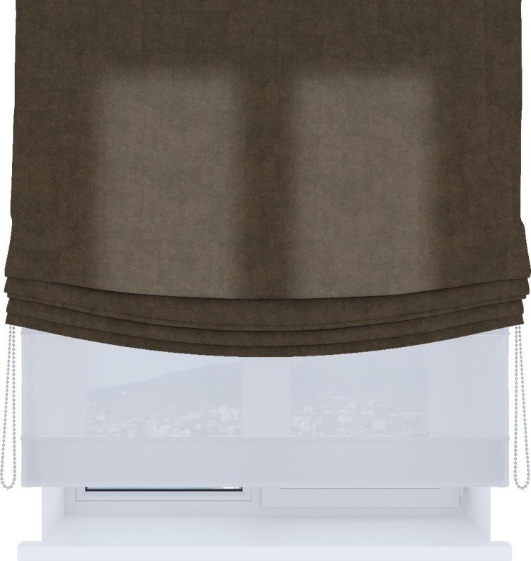 Римская штора «Кортин», канвас коричневый, день-ночь с мягкими складками