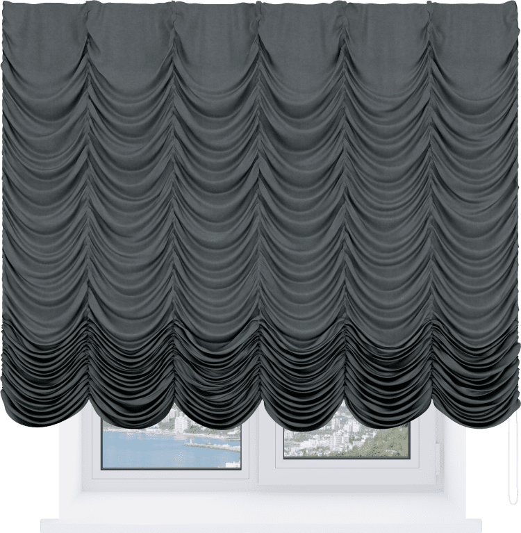 Французская штора «Кортин», вельвет тёмно-серый