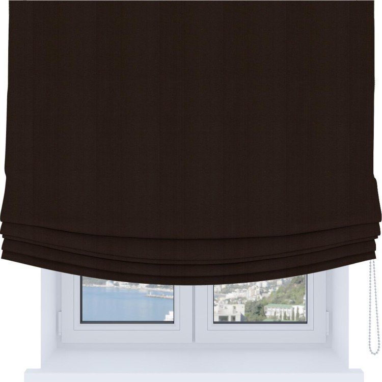 Римская штора Soft с мягкими складками, ткань блэкаут однотонный тёмно-коричневый