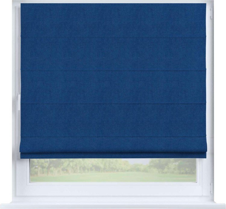 Римская штора «Кортин» на створку, ткань вельвет синий