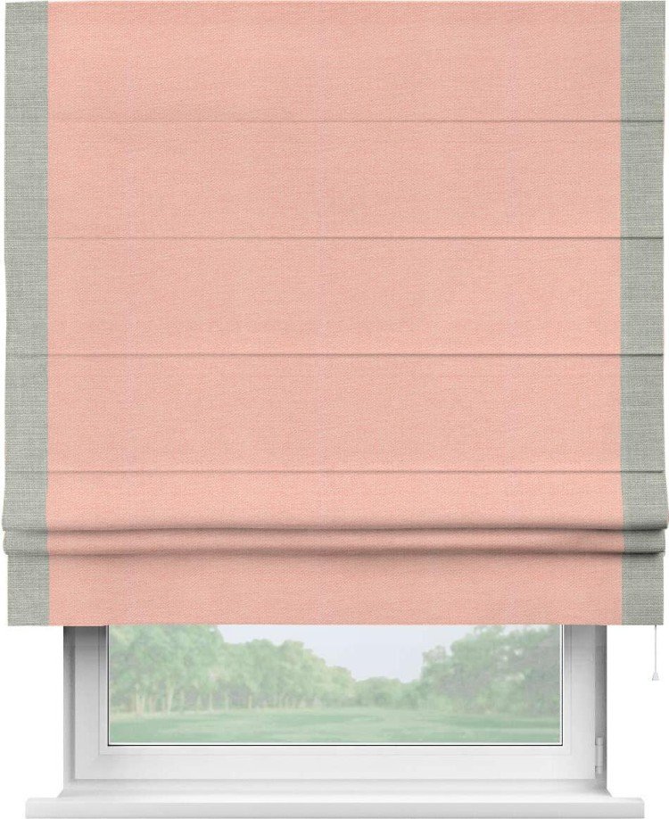 Римская штора «Кортин» с кантом Стрим Дуо, для проема, ткань лён розовый