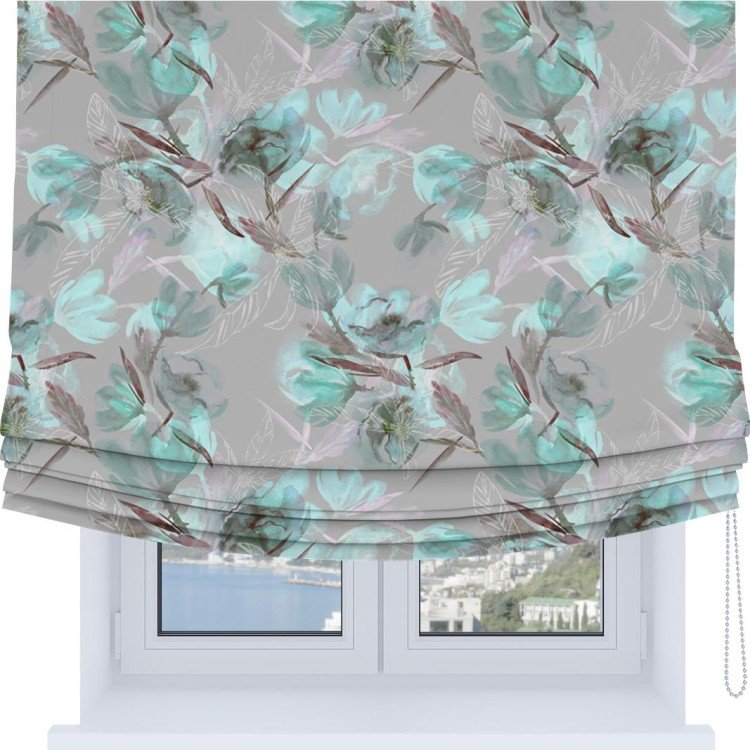 Римская штора Soft с мягкими складками, «Цветочная акварель»