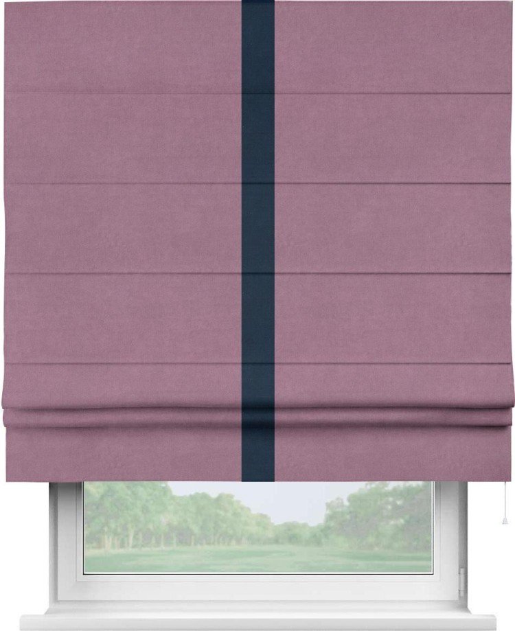 Римская штора «Кортин» с кантом Хайвэй, для проема, ткань вельвет лиловый