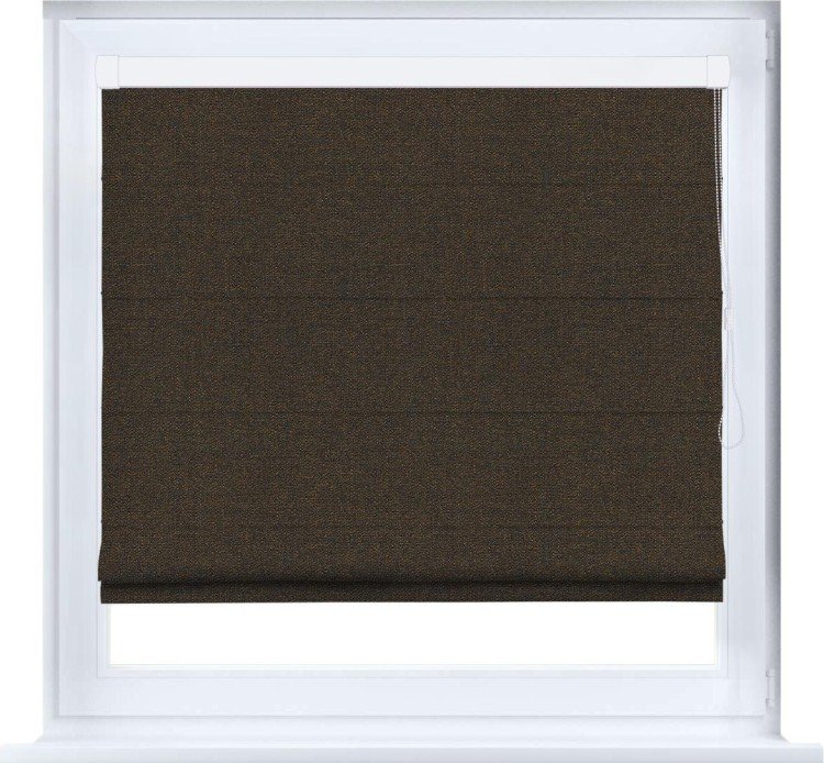 Римская штора «Кортин» кассетная, ткань лён тёмно-коричневый