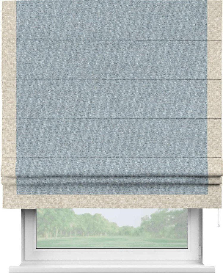 Римская штора «Кортин» с кантом Виктория, для проема, ткань стиф димаут светло-серый