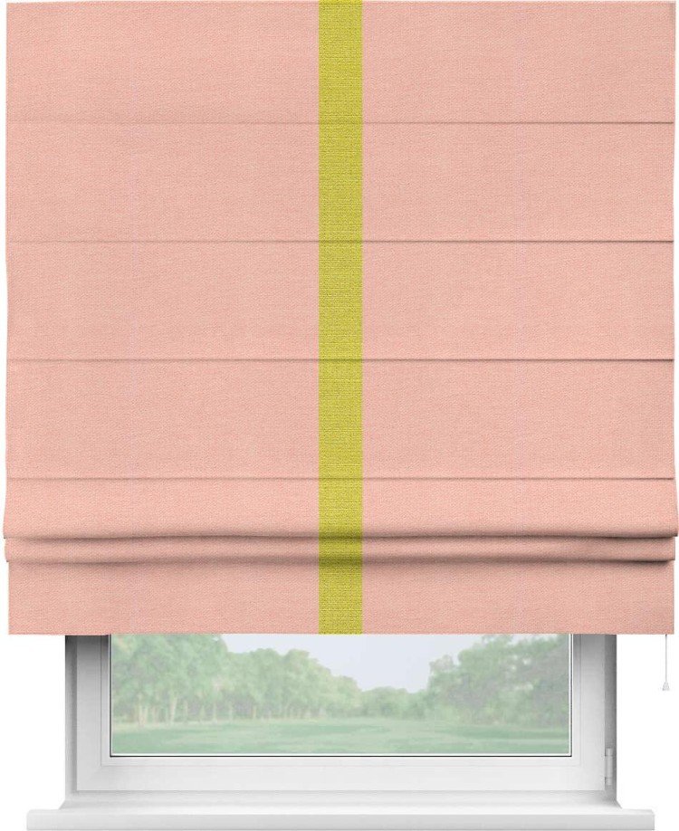 Римская штора «Кортин» с кантом Хайвэй, для проема, ткань лён розовый