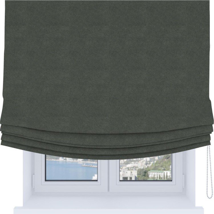 Римская штора Soft с мягкими складками, ткань cotton блэкаут серый