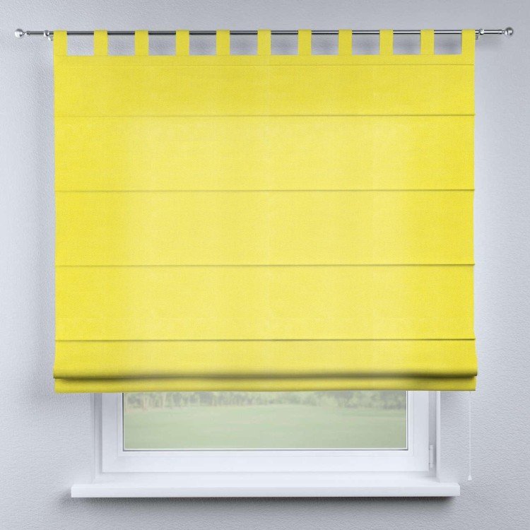 Римская штора на петлях «Кортин», ткань вельвет светло-желтый