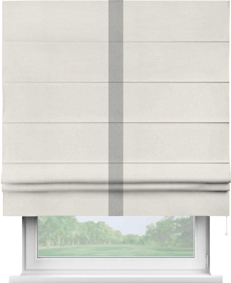 Римская штора «Кортин» с кантом Хайвэй, для проема, ткань блэкаут с блеском светло-серый